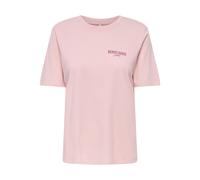 Kurzarmshirt ONLY "ONLLUCY MONJA SS TOP JRS NOOS", Damen, Gr. M, rosy touch detail:strawberry, Jersey, Obermaterial: 100% Baumwolle, bedruckt, regular fit normal, Rundhals, Shirts (15483904-M) rosy to