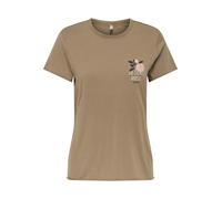 Rundhalsshirt ONLY "ONLLUCY REG S/S TOP JRS NOOS", Damen, Gr. S, rosa (cocoa créme print:texana rose), Single Jersey, Obermaterial: 100% Baumwolle, bedruckt, regular fit normal, Rundhals, Shirts Rundh