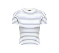 Only T‑Shirt Onllupe – gestreift, Regular Fit, mit Viskose‑Anteil, Creme – Damen M