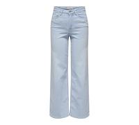 High-waist-Jeans ONLY "ONLMADISON BLUSH HW WIDE DNM CRO495 NOOS", Damen, Gr. S (36), Länge 32, blau (light blau bleached denim), Denim/Jeans, Obermaterial: 92% Baumwolle, 6% Elastomultiester, 2% Elast