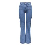 Bootcut-Jeans ONLY "ONLMADISON HW POCKET FLARED DNM GEN540", Damen, Gr. 26, Länge 32, light blau denim, Denim/Jeans, Obermaterial: 90% Baumwolle, 8% Polyester, 2% Elasthan, unifarben, lang, Jeans (617