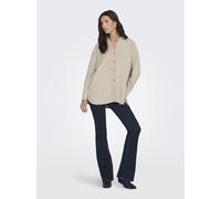 Langarmbluse ONLY "ONLMARIKE LIFE L/S CORD LOOSE SHIRT PNT", Damen, Gr. L, string, Web, Obermaterial: 88% Polyester, 10% Nylon, 2% Elasthan, unifarben, loose fit, Blusen (94939869-L) string