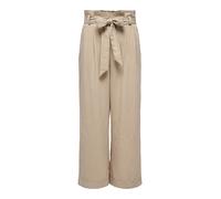 Paperbag-Hose ONLY "ONLMARSA SOLID PAPERBAG PANT WVN NOOS", Damen, Gr. L (40), N-Gr, weiß (safari), Web, Obermaterial: 53% Viskose, 35% Polyester, 12% Nylon, unifarben, modisch, regular fit knöchellan
