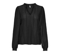 Blusenshirt ONLY "ONLMELANIE L/S SPLIT TOP JRS", Damen, Gr. S, schwarz, Jersey, Obermaterial: 98% Polyester, 2% Elasthan, unifarben, regular fit, Rundhals, Shirts Blusenshirt (50632249-S) schwarz
