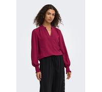 ONLY "ONLMETTE V-NECK LS SMOCK TOP NOOS WVN" Kunstfaser, regular fit (10352535-S) rumba rot