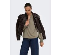 ONLY "ONLMETTE V-NECK LS SMOCK TOP NOOS WVN" Kunstfaser, regular fit (49276603-L) walnut