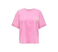 Kurzarmshirt ONLY "ONLMINNA LIFE S/S PRINT TOP CS JRS", Damen, Gr. L, wild orchid print:fresh lemon, Jersey, Obermaterial: 100% Baumwolle, bedruckt, regular fit normal, Rundhals, Shirts, mit Print auf