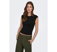 ONLY "ONLMIRA CAPSL RUCHING TOP JRS NOOS" Baumwollmischung, regular fit, Rundhals (85010414-XS) schwarz