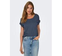 T-Shirt ONLY "ONLMOSTER - Kurzarmshirt mit Aufschlag und klassischem Look", Damen, Gr. M (38), blau (ombre blau), Jersey, Obermaterial: 75% Viskose, 20% Polyester, 5% Elasthan, unifarben, casual, regu