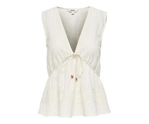 ONLY - ONLNELSA S/L V STRING TOP WVN Cloud Dancer - Gr. - S