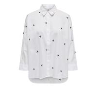 ONLY Damen Onlnew LINA Grace LS EMB Shirt NOOS WVN Langarmbluse, Bright White Black Bow,XL