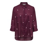 Hemdbluse ONLY "ONLNEW LINA GRACE LS EMB SHIRT NOOS WVN", Damen, Gr. XS (34), winetasting detail:w cloud dancer emb heart, Web, Obermaterial: 100% Baumwolle, modisch, Po-bedeckend, Langarm, Blusen (78