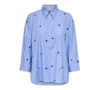 ONLY ONLNEW LINA GRACE STR EMB SHIRT WVN NOOS Damen | MOONLIGHT BLUE STRIPE MIDNIGHT BLUE HEART EMB | M