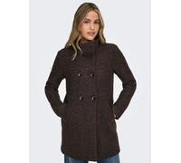 Langjacke ONLY "ONLNEWSOPHIA WOOL COAT OTW CC", Damen, Gr. XS, chocolate torte detail:melange, Web, Obermaterial: 70% Polyester, 30% Wolle, meliert, regular fit Po-bedeckend, Jacken Langjacke, mit Wol