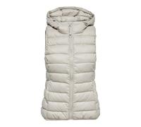 Steppweste ONLY "ONLNEWTAHOE HOOD WAISTCOAT OTW NOOS", Damen, Gr. XXS, pumice stone, Steppware, Obermaterial: 100% Nylon, leicht glänzend, unifarben, tailliert normal, Westen Steppweste, Kunstfaser (4