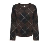 ONLY ONLNOEME LS PATTERN O-NECK KNT Damen | COFFEE BEAN BIG ARGYLE/BLACK/OATMEAL/MEL | XS