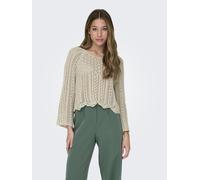 Rundhalspullover ONLY "ONLNOLA LIFE 3/4 PULLOVER KNT NOOS" Gr. M (38), grau (feather gray) Damen Pullover Rundhalspullover (34138816-M)