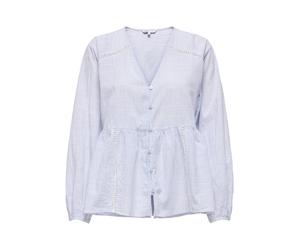 ONLY ONLNORA L/S V-NECK SHIRT NOOS WVN Damen | BRIGHT WHITE W BLUE RIBBON | L