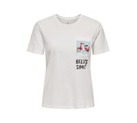 Kurzarmshirt ONLY "ONLPOLLY LIFE REG S/S POCKET TOP BOX JRS", Damen, Gr. L, cloud dancer print:flowers, Jersey, Obermaterial: 100% Baumwolle, bedruckt, regular fit normal, Rundhals, Shirts Kurzarmshir