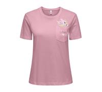 Kurzarmshirt ONLY "ONLPOLLY LIFE REG S/S POCKET TOP BOX JRS", Damen, Gr. M, romance rose print:flowers, Jersey, Obermaterial: 100% Baumwolle, bedruckt, regular fit normal, Rundhals, Shirts, Baumwolle,