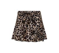 Minirock ONLY "ONLPOPTRASH MW AOP SKATE SKIRT PNT", Damen, Gr. L (40), light taupe aop:w chicory coffee leo, Obermaterial: 63% Viskose, 32% Nylon, 5% Elasthan, bedruckt, animal-print, modisch, regular