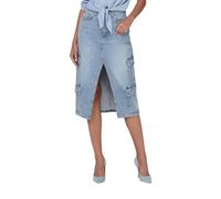 ONLY Damen Cargo Jeans Rock ONLPosey Midirock mit Schlitz und Seitentaschen 15309984 Light Blue Denim S