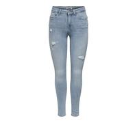 Skinny-fit-Jeans ONLY "ONLPOWER MID DEST SKINNY DNM", Damen, Gr. L, Länge 30, light blau denim, Denim/Jeans, Obermaterial: 92% Baumwolle, 6% Polyester, 2% Elasthan, Destroyed-Effekte, unifarben, skinn