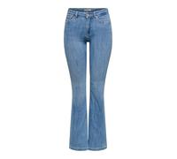 Bootcut-Jeans ONLY "ONLPOWER MID WAIST PUSH UP FLARED DNM", Damen, Gr. M, Länge 32, special bright blau denim, Denim/Jeans, Obermaterial: 92% Baumwolle, 6% Polyester, 2% Elasthan, unifarben, ausgestel