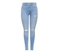 Skinny-fit-Jeans ONLY "ONLPOWER MW PUSH UP DES DNM", Damen, Gr. XL (42), Länge 30, light blau denim, Denim/Jeans, Obermaterial: 92% Baumwolle, 6% Polyester, 2% Elasthan, Destroyed-Effekte, unifarben, 