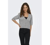 Strickjacke ONLY "ONLRENE LIFE SS BLING CARDIGAN CC KNT", Damen, Gr. L, grau (medium grau melange detail:bling), Strick, Obermaterial: 65% Polyester, 13% Nylon, 13% Polyacryl, 6% Wolle, 3% Elasthan, m