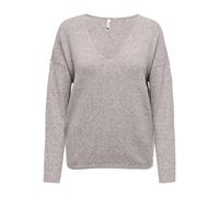 V-Ausschnitt-Pullover ONLY "ONLRICA LIFE L/S V-NECK PULLO KNT NOOS", Damen, Gr. L, leafless tree detail:with melange, Strick, Obermaterial: 93% Polyester, 4% Nylon, 3% Elasthan, meliert, regular fit n