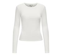 Langarmshirt ONLY "ONLRILEY O-NECK L/S TOP JRS", Damen, Gr. XL, weiß (cloud dancer), Jersey, Obermaterial: 96% Baumwolle, 4% Elasthan, unifarben, normal, Rundhals, Shirts Langarmshirt, Baumwollmischun