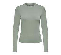 ONLY Damen Langarmshirt - ONLRILEY O-NECK TOP, Longsleeve, Rundhals, Cotton Stretch Hellgrün XS