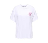 Only Damen T-shirt Frau Nur Onlrolling Stones Life S/s Top Jrs Weiß S