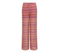 Schlupfhose ONLY "ONLSANDY WIDE TIE STRING PANTS JRS", Damen, Gr. L, N-Gr, raspberry pattern:mock orange comb (sandy), Jersey, Obermaterial: 98% Polyester, 2% Elasthan, gemustert, regular fit lang, Ho