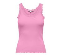 Tanktop ONLY "ONLSARA SHARAI LACE TANK TOP JRS NOOS", Damen, Gr. S (36), pink (begonia pink), Jersey, Rippware, Obermaterial: 94% Baumwolle, 6% Elasthan, unifarben, modisch, regular fit normal, Rundha