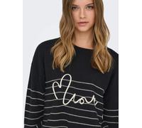 ONLY ONLSIGNE LS TEXT DETAIL O-NECK CC KNT Damen | BLACK WHITECAP GRAY MEL STRIPE/LOVE | XL