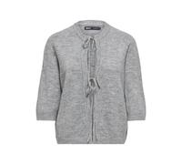Strickjacke ONLY "ONLSIMONI 2/4 BOW CARDIGAN KNT NOOS", Damen, Gr. M, medium grau melange, Strick, Obermaterial: 74% Polyacryl, 24% Polyester, 2% Elasthan, meliert, unifarben, relaxed fit normal, Rund