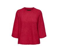 Strickpullover ONLY "ONLSIMONI 3/4 PULLOVER KNT NOOS", Damen, Gr. S, true rot detail:melange, Strick, Obermaterial: 74% Polyacryl, 24% Polyester, 2% Elasthan, meliert, regular fit hüftlang, Rundhals,