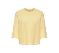 Strickpullover ONLY "ONLSIMONI 3/4 PULLOVER KNT NOOS", Damen, Gr. M, mellow gelb detail:melange, Strick, Obermaterial: 74% Polyacryl, 24% Polyester, 2% Elasthan, meliert, regular fit hüftlang, Rundhal
