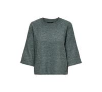 Strickpullover ONLY "ONLSIMONI 3/4 PULLOVER KNT NOOS", Damen, Gr. L, grün (balsam grün detail:melange), Strick, Obermaterial: 74% Polyacryl, 24% Polyester, 2% Elasthan, meliert, regular fit hüftlang,