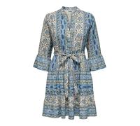 Tunikakleid ONLY "ONLSINA LIFE 3/4 SHORT DRESS NOOS WVN", Damen, Gr. M, N-Gr, cloud dancer aop:sina paisley, Web, Obermaterial: 100% Polyester, bedruckt, regular fit, V-Ausschnitt, Volant, Kleider, mi