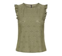 Shirttop ONLY "ONLSMILLA S/L FRILL TOP JRS", Damen, Gr. XS, grün (mermaid pattern:jo smilla), Jersey, Obermaterial: 95% Polyester, 5% Elasthan, unifarben, regular fit normal, Rundhals, Tops Shirttop,