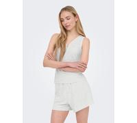 ONLY "ONLSMILLA S/L V-NECK TOP JRS" Materialmix, regular fit, V-Ausschnitt (12877962-M) cloud dancer