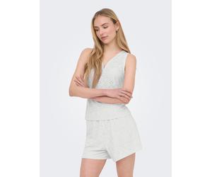 ONLY "ONLSMILLA S/L V-NECK TOP JRS" Materialmix, regular fit, V-Ausschnitt (12877962-XS) cloud dancer