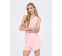 ONLY "ONLSMILLA S/L V-NECK TOP JRS" Materialmix, regular fit, V-Ausschnitt (91211244-S) rosy touch