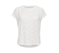 Only T-Shirt Smilla Kurzarm Regular Fit Ausbrenner Jersey Weiß Größe XS Damen