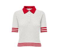 ONLY ONLSUNNY SS POINTELLE POLO KNT Damen | CLOUD DANCER BARBADOS CHERRY/DTM FMOP BUTTON | XS