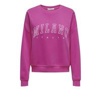 Sweatshirt ONLY "ONLSWEAT L/S CREW OVERSIZE STATE SWT", Damen, Gr. L (40), pink (rose violet detail:milano, italy), Sweatware, Obermaterial: 60% Baumwolle, 40% Polyester, bedruckt, loose fit normal, R