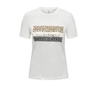 Kurzarmshirt ONLY "ONLTANYA LIFE REG S/S LEO PRINT TOP JRS", Damen, Gr. M, cloud dancer print:unique, Jersey, Obermaterial: 100% Baumwolle, bedruckt, modisch, regular fit, Rundhals, Kurzarm, Shirts (1